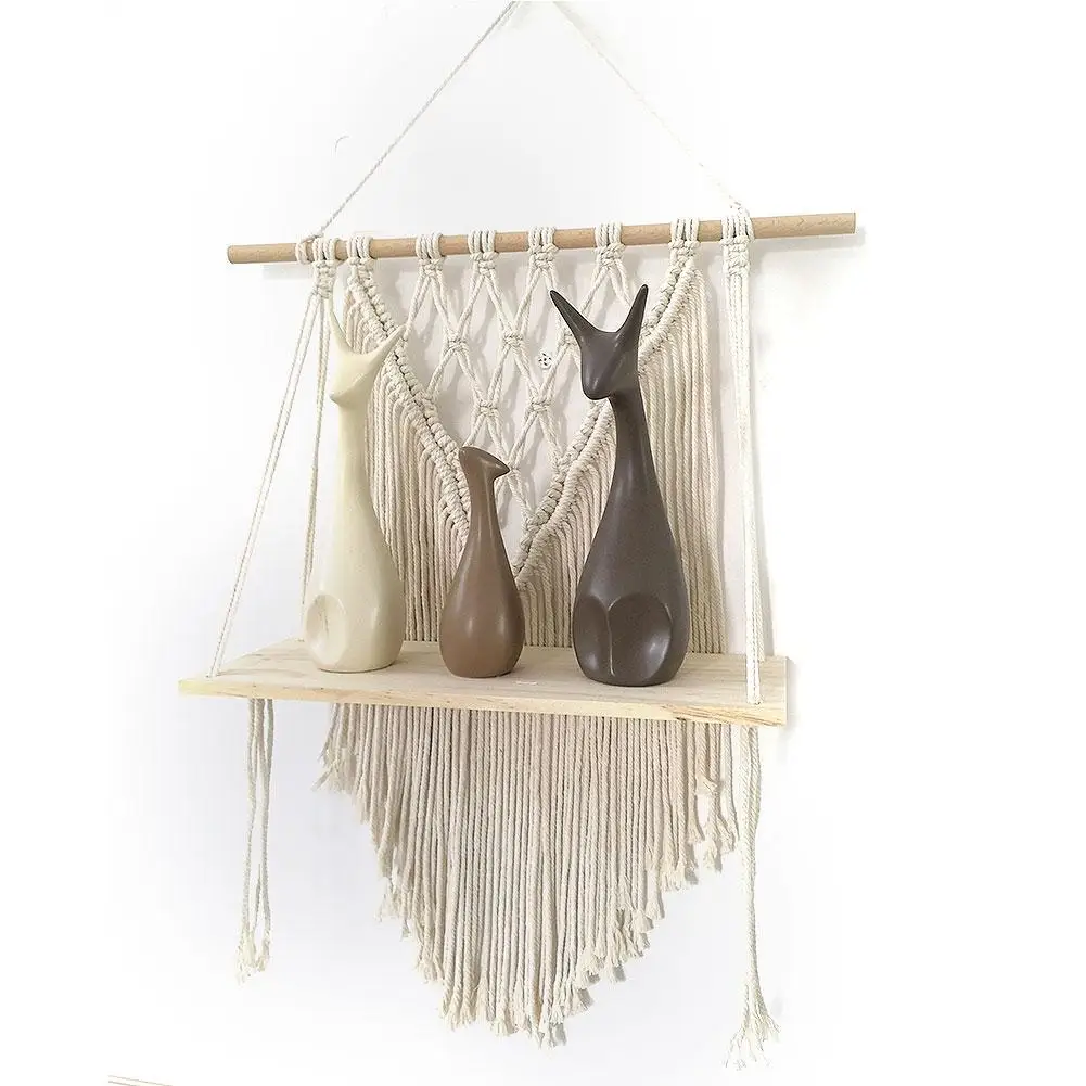Macrame Wall Hanging Home Decor Ornament Feathered Charm Car Wall Hanging Boho Decor Hand-Woven Tapestry