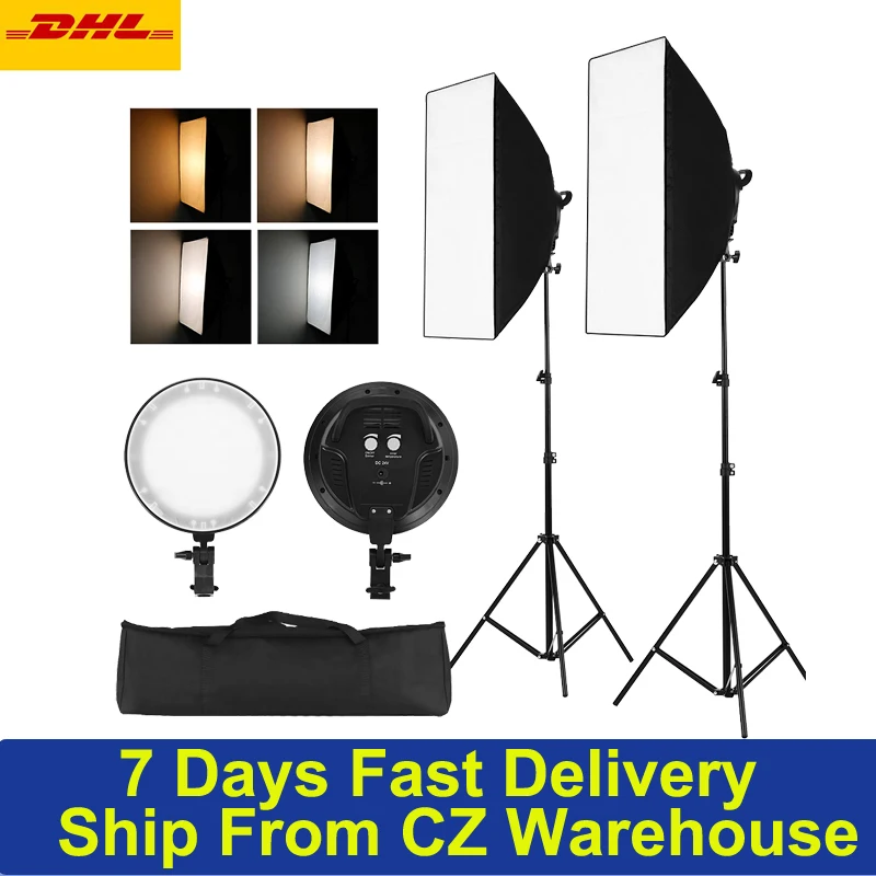 Photo Studio Photography LED Light Kit Including 50*70cm Softboxes 45W