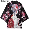 bebovizi Black Fashion Streetwear Beauty Print Kimono Cardigan Robe China Haori Obi Traditional Japanese Clothes for Women Men ► Photo 1/6