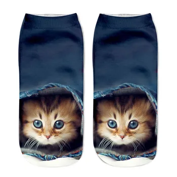

New 3d Printing Women Socks Brand Sock Fashion Unisex Socks Cat Meias Feminina Funny Low Ankle Hot Kitten Socks Calcetines 2020