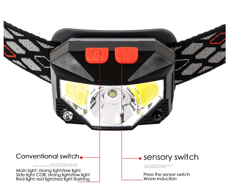 sensor de movimento corporal, farol, lanterna de acampamento, luz principal