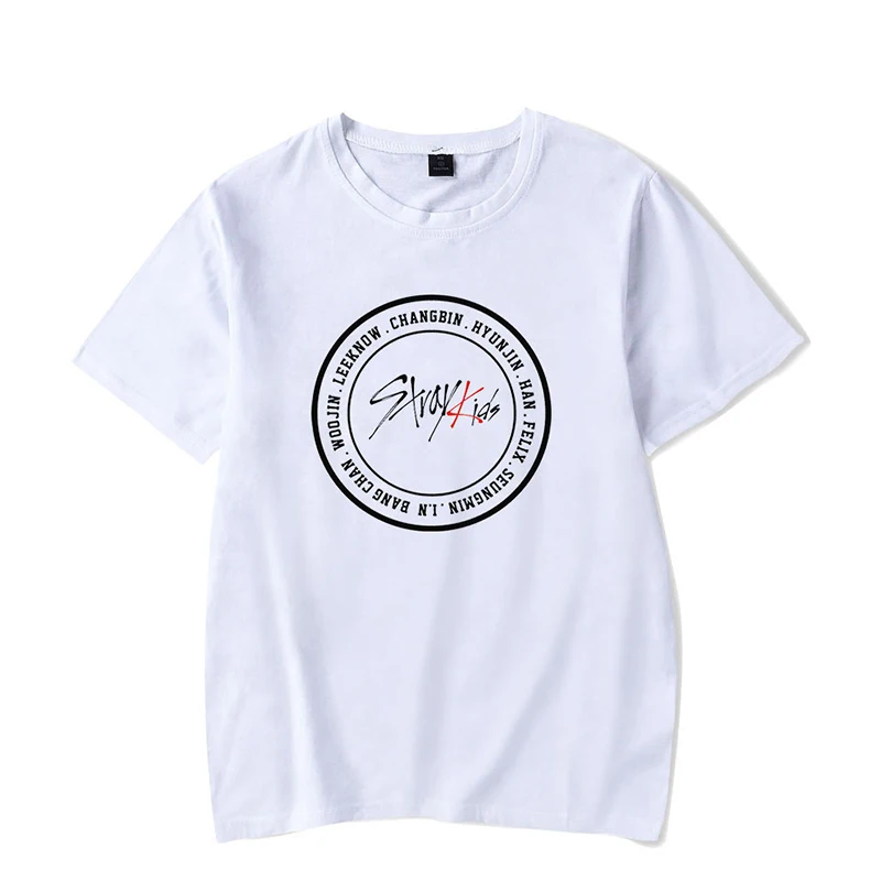 white2 KPOP Stray Kids/Новинка года; футболка с короткими рукавами для мужчин и женщин; свободная футболка с круглым вырезом; хлопковая футболка для подростков; Прямая поставка - Цвет: white2