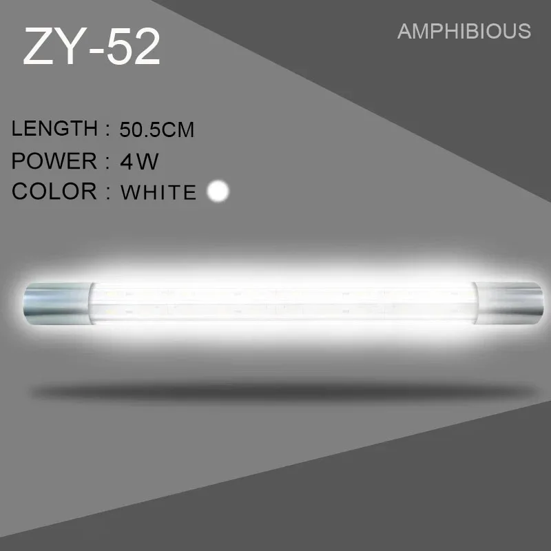 Широкоугольное светодиодное освещение аквариума с белым/белым+ синим/красным бар ПОГРУЖНОЙ водонепроницаемый зажим лампа для аквариума - Цвет: ZY-52 Pure white