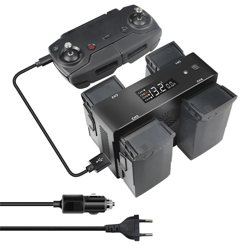 4-in-1 smart battery charging hub LED display smart charger for DJI Mavic AIR Drone USEUUK plug cable car charger 20N6 (12)
