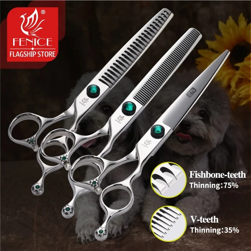 Fenice 7.0/7.5 Inch Professional Dog Grooming Scissors Straight Cutting