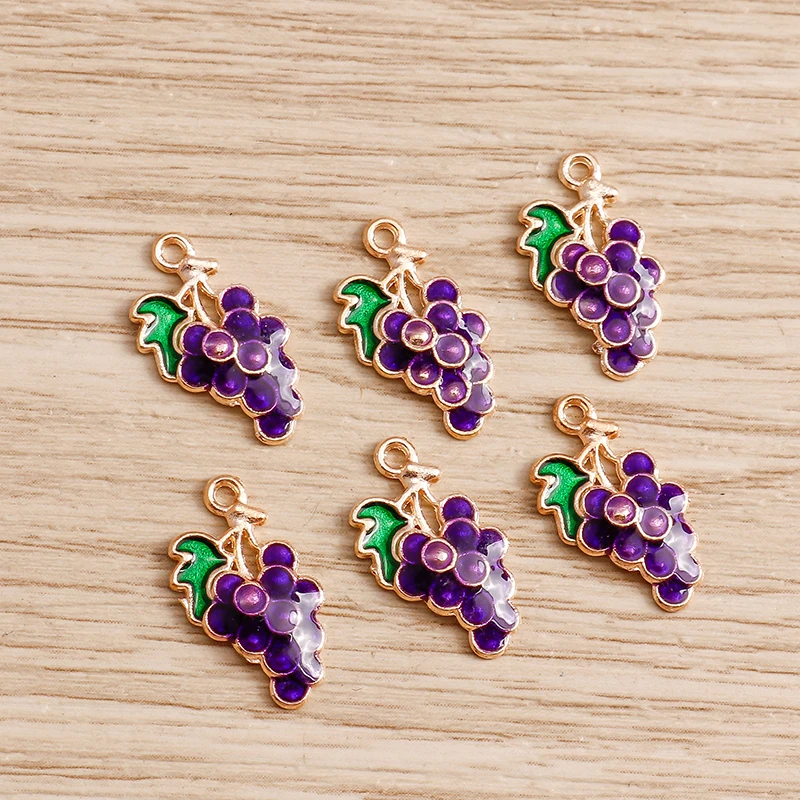 Set of 10 Colorful Fruit Enamel Charms for Handmade Jewelry Crafting