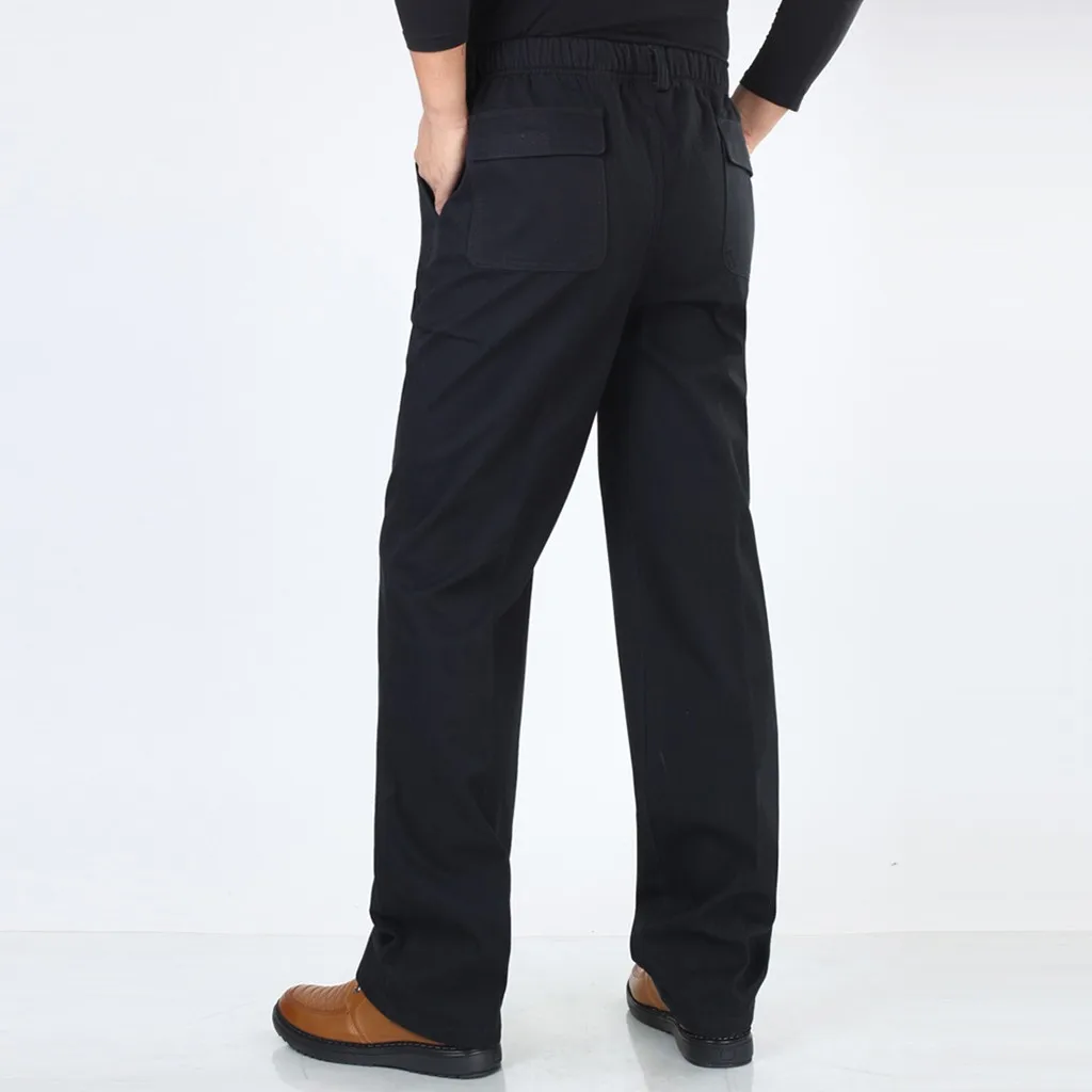 Womail Men's Pant Autumn Loose Business Casual Straight Pant Male leisure trouser elastic middle-aged pant Straight trouser P108