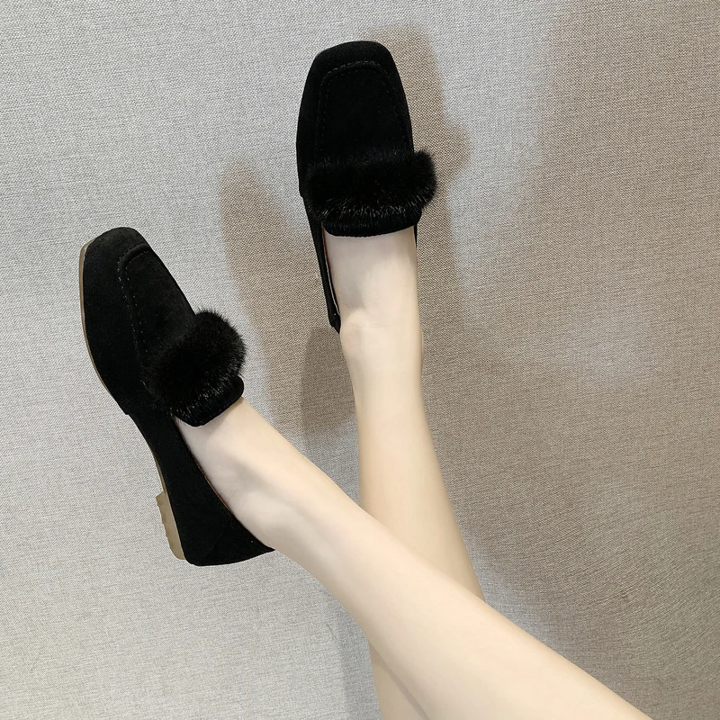 

Women Shoes Woman 2019 Female Footwear Autumn All-Match Elegant Casual Sneaker Slip-on Loafers With Fur Modis Shallow Mouth