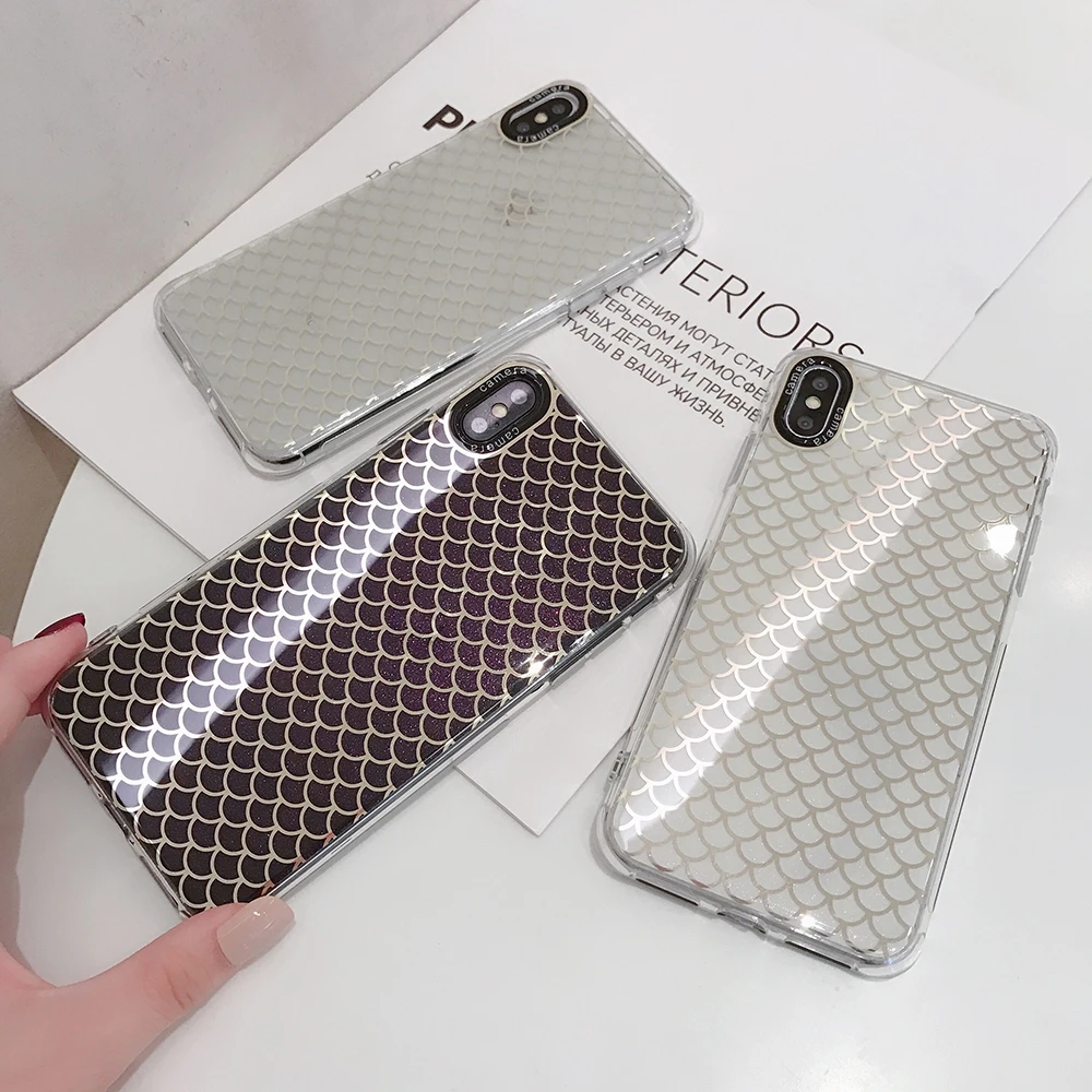 Scale-like Design for iPhone 8plus TPU Clear Case 6s X Xs Max i Phone Soft IMD Print Mobilephone Cases Shell |