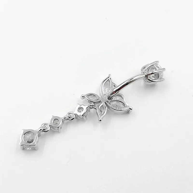 925 sterling silver belly button ring heart cubic zircon navel belly piercing jewelry moissanite belly button piercing