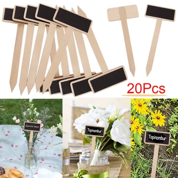 

20pcs Wooden Chalkboard Blackboard Succulent Plant Label Flower Marker Thick Tag Label Mark For Home Garden Decoration Ornaments