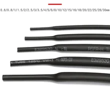 Gaine thermorétractable, noir, 1 mètre/lot, 2:1, 0.6mm, 0.8mm, 1mm, 1.5mm, 2mm, 2.5mm, 3mm, 3.5mm, 4mm, 4.5mm