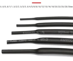 1 metro/lote 2:1 preto 0.6mm 0.8mm 1mm 1.5mm 2mm 2.5mm 3mm 3.5mm 4mm 4.5mm heatshrink calor tubo sleeving envoltório fio
