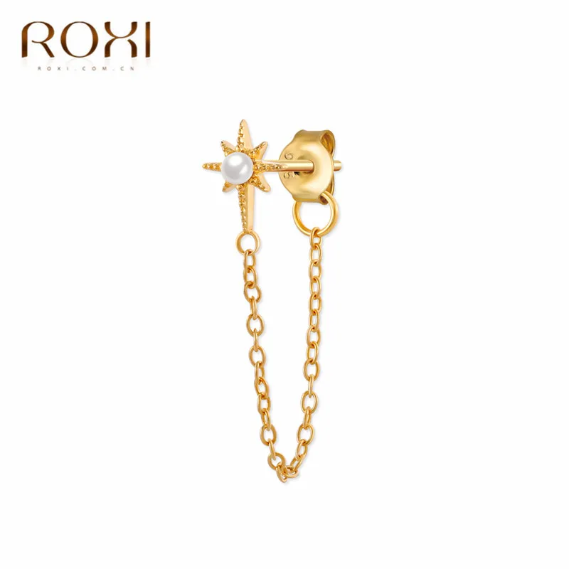 GEY-Gold-5 ROXI модные радужные Подвески с фианитом Висячие серьги для женщин Moon Star Boho ювелирные украшения для свадьбы серьги из стерлингового серебра 925 пробы - Окраска металла: GEY-Gold-5