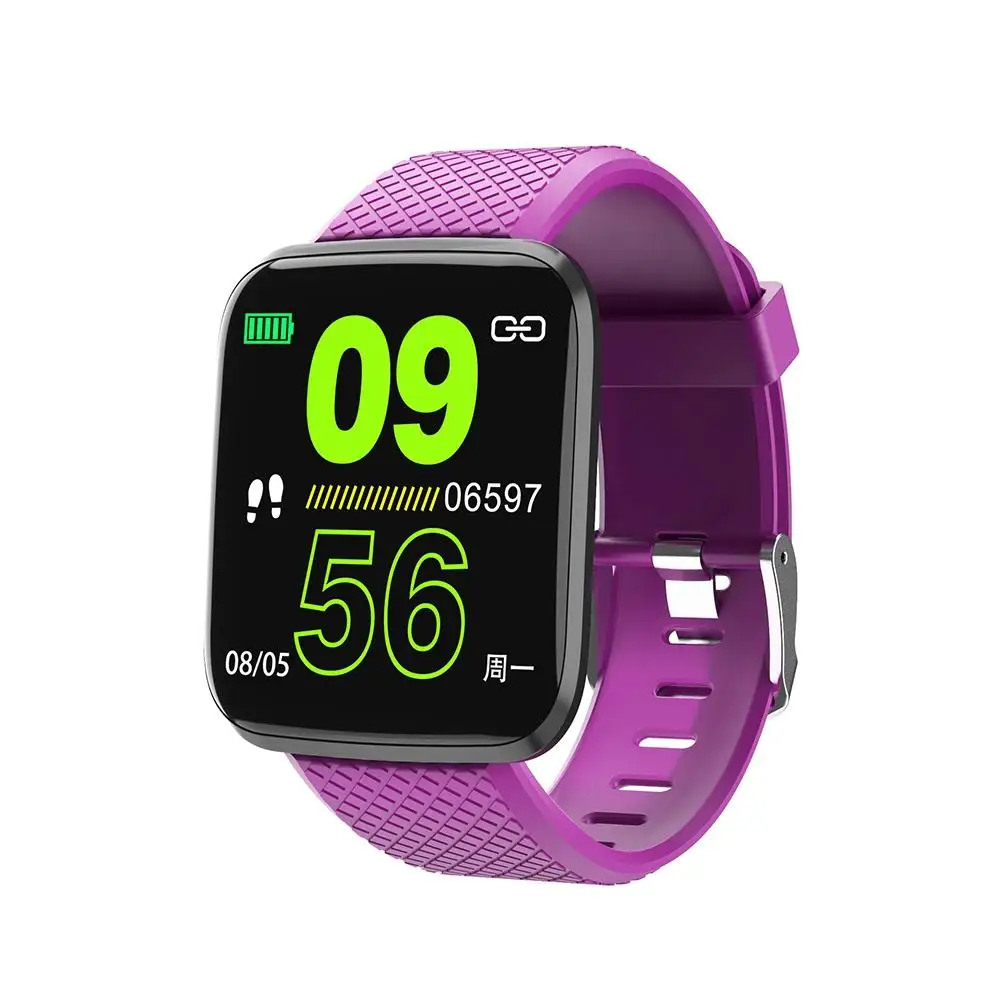 116 плюс умный Браслет пульсометр кровяное давление здоровье циферблат мода большой экран Спорт Смарт Bluetooth фитнес трекер часы - Цвет: Purple