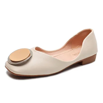 

Single Shoes Female 2020 New Spring And Summer Wild Shallow Mouth Square Head Soft Bottom Fairy Fashion Gentle Flat Shoes