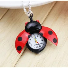 Бренд модное красочное ожерелье с божьей коровкой Карманный кулон Платье Кварцевые часы дети девочки Брелок часы Reloj