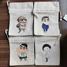 Модные складные сумки для покупок из хлопка на шнурке с принтом милой девочки, Эко сумка для покупок, многоразовая сумка