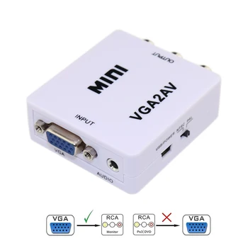 

1080P VGA To AV TV RCA Video Adapter Converter VGA2AV CVBS Switch Box with 3.5mm Audio Input For PC Laptop HD TV