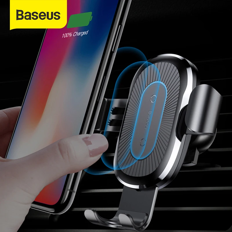 Baseus Fast Wireless Car Charger Air Vent Phone Holder For iPhone 12 11 Pro XR X 8 8Plus Samsung S9 S8 S7 S6  Huawei Xiaomi