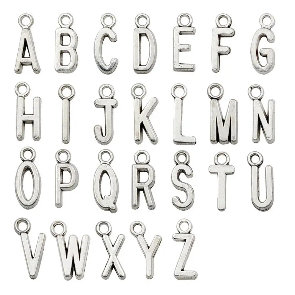 

Mix 130pcs of Antique Silver ABC Letter/Alphabet Letter"A-Z" Charms Pendant for Personalization DIY Necklace Bracelet Making