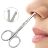1pc Stainless Steel Portable Round Head Curved Mustache Nose Ear Hair Remover Scissor Trimmer Safety Eyebrow Beauty Scissors 1