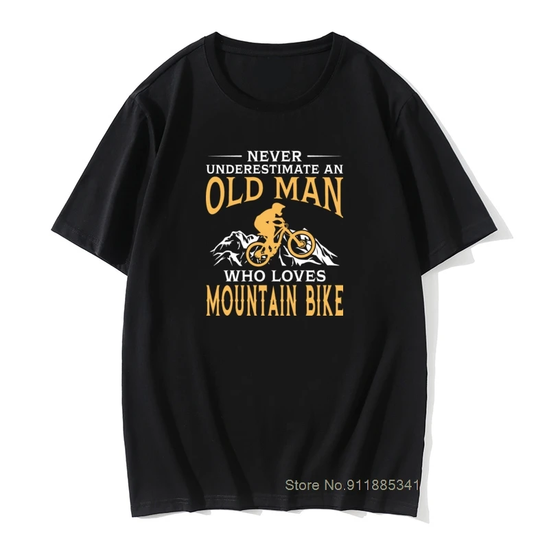 

Never Underestimate An Old Man With A Mountain Bike T Shirt Boy 100% Cotton Short Sleeve MTB Tees Guys Punk Designer Tops Tee