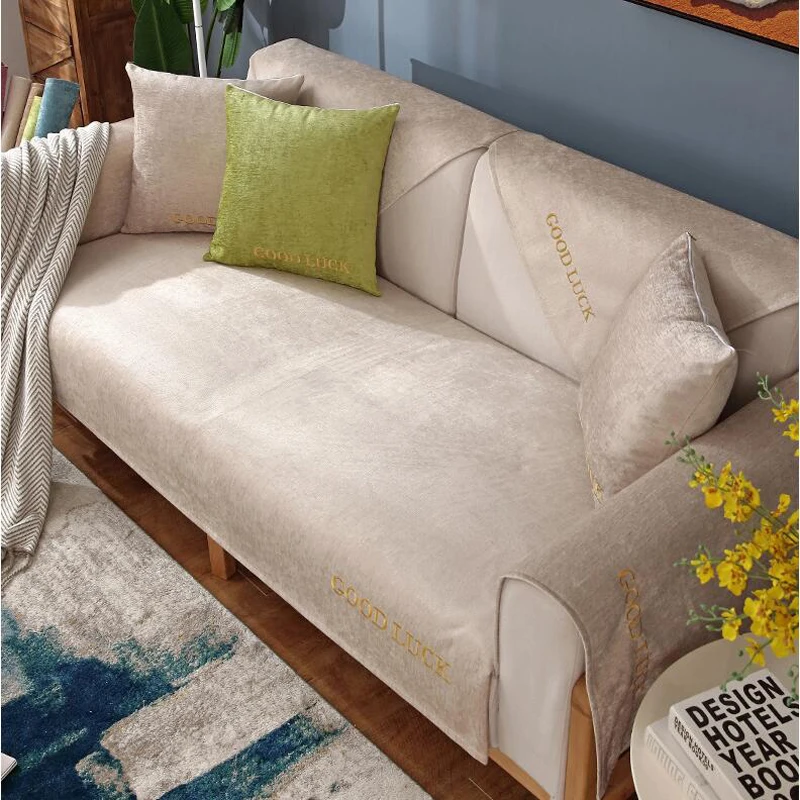 Всесезонная универсальная Нескользящая диванная подушка простой современный синель однотонный диван-чехол диванчик покрывало на стул