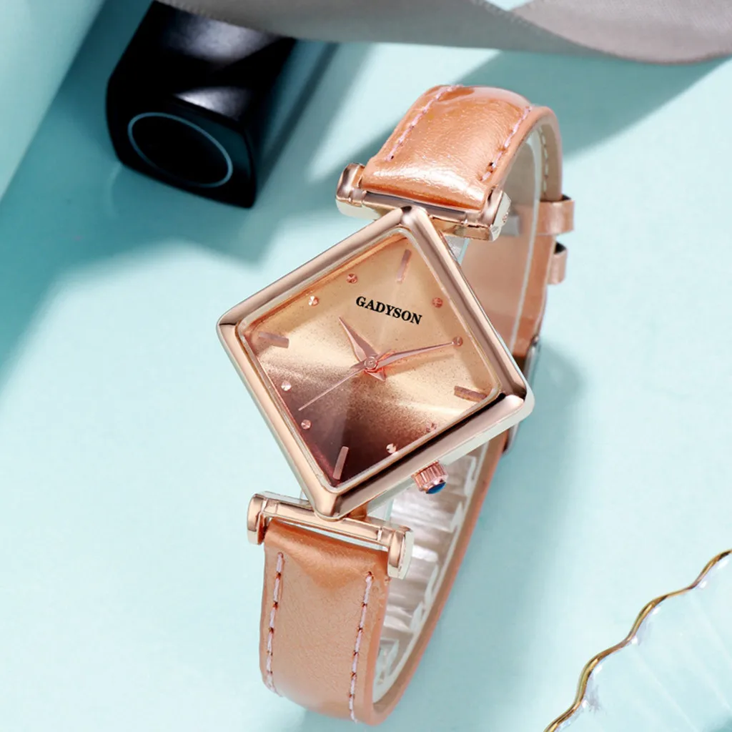 Fashion Women Leather Wristwatch Round Dial Quartz Rhinestone Strap Watch часы брендовые женские | Наручные