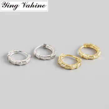 

ying Vahine 100% 925 Sterling Silver Small Zircons Geometric Round Hoop Earrings for Women