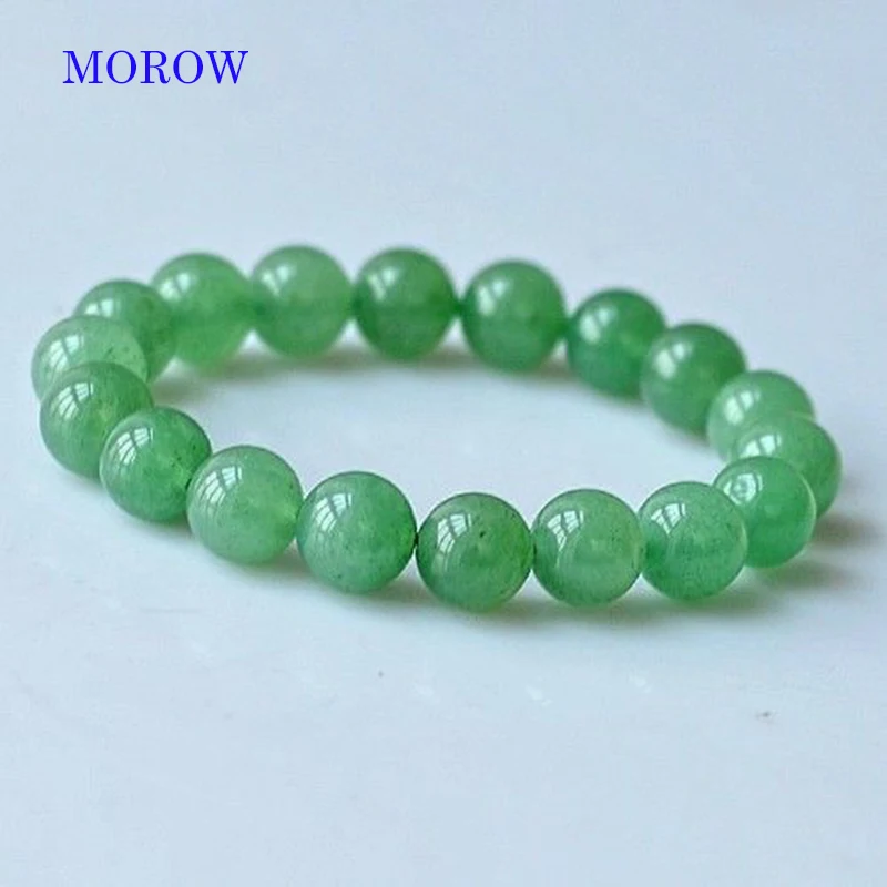 MOROW 100% Natural Green Aventurine Round Bead Stone Bracelet Jewelry Simple Women's Men Bracelets Fashion Classic Accessory New (12)