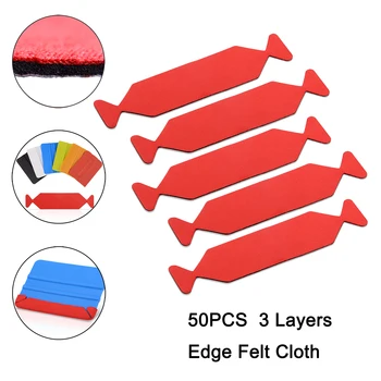 

EHDIS 50pcs 3 Layers Fabric Felt Cloth For Vinyl Wrap Car 10cm Card Squeegee Carbon Fiber Film Scraper Protector Auto Accessory