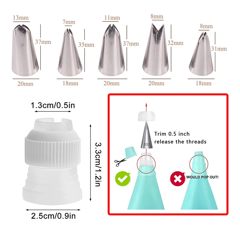 6Pcs Set Leaves Nozzles Stainless Steel Icing Piping Nozzles Tips Pastry Tips For Fondant Cake Baking Decorating Tools cake decorating tip set,cake icing nozzles,baking nozzle set,cake decorating nozzle set