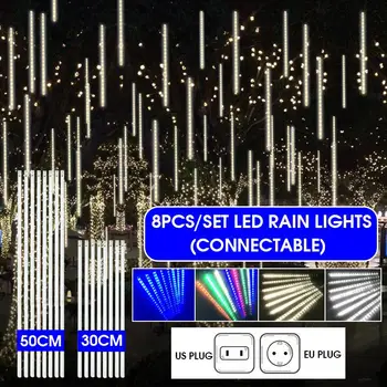 30/50Cm Buiten Meteorenregen Regen 8 Tubes Led String Verlichting Waterdicht Voor Kerstboom Wedding Party Decoratie