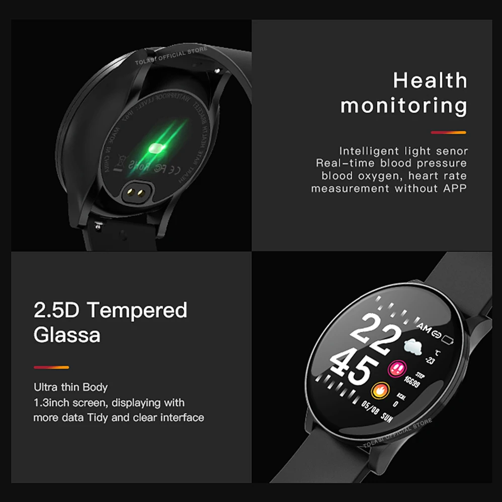 Smart Watch CW8 Men Women Blood Pressure Oxygen Heart Rate Monitor Sports Tracker Smartwatch IP68 Connect IOS Android
