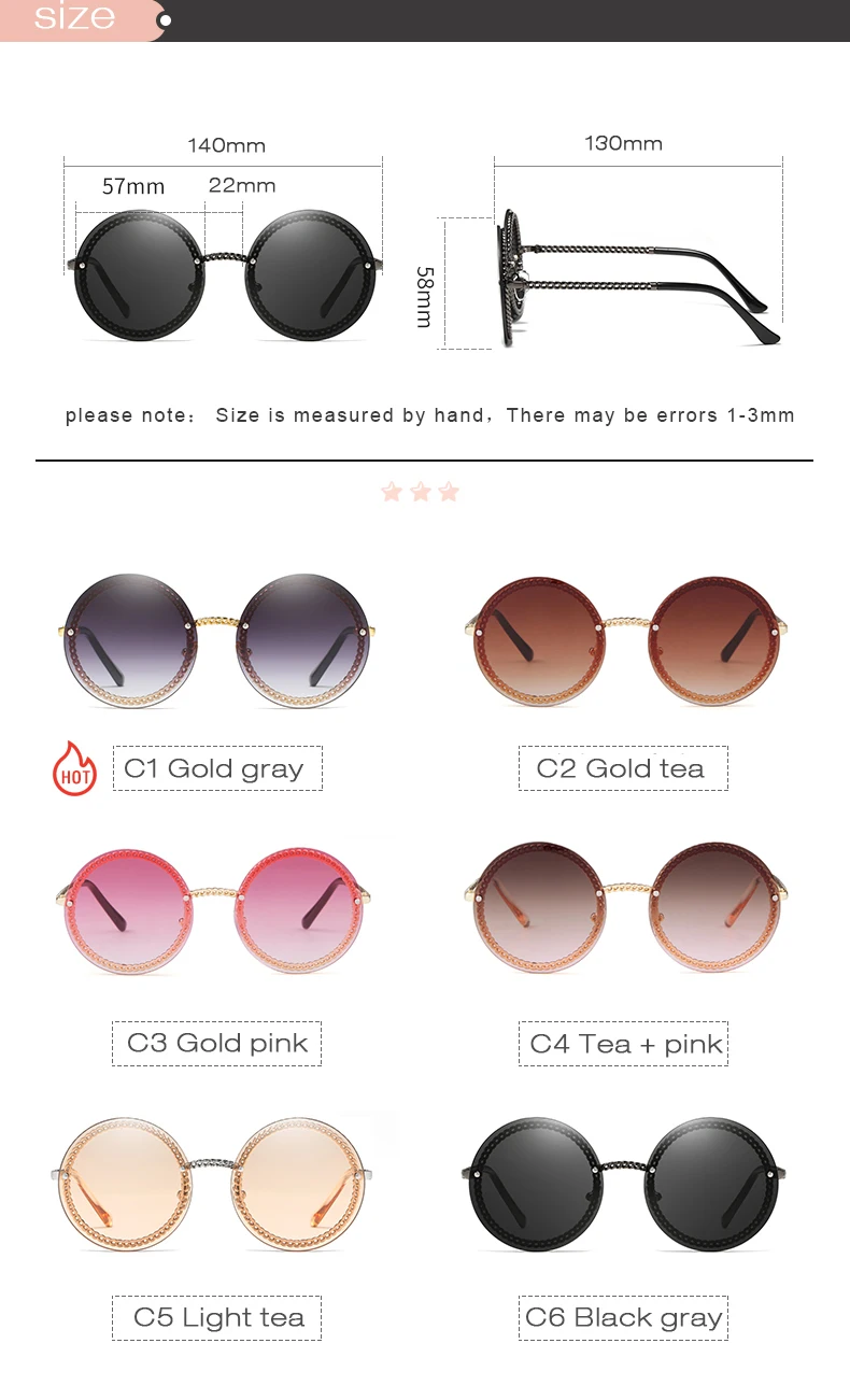 Vintage Round Sunglasses Women with Pearl Chain Accessory 2019 Luxury Brand Design Retro Gold Frame Sun Glasses Female Shades black sunglasses women