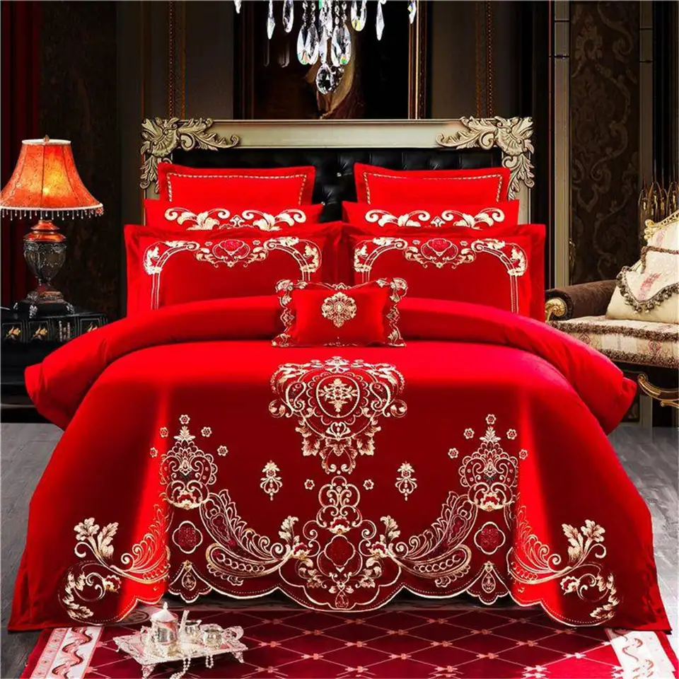 Customizable Bedding Sets Traditional Duvet Cover Set Cotton With Sheet Pillow 4 6pcs Red Color Comfortable Of Bed Set Cover Bedding Sets Aliexpress