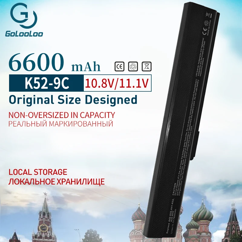 Golooloo 6600 мАч аккумулятор для ноутбука ASUS k42j k42f k42jr k42d k42jc k42jf k42jb K52 K52D K52DE K52DR K52DY K52EQ K52JT K52F K52J