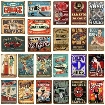 

Service Repair Metal Signs My Garage My Tools Plaque Metal Wall Art Decor Vintage Car Station Decorative Plates 20*30 cm YJ158