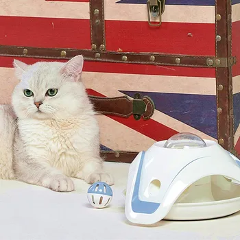 

Pet Cat Puzzle Toys Rotated Bell Cat Interactive Automatic Rotating Cat Teaser Plate Mice Catch Toy Electric Playing For Gatos