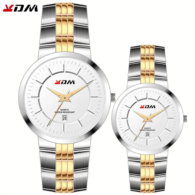 S-W-SG Couple KDM парные часы модные Романтические повседневные наручные часы люксовый бренд полностью из нержавеющей стали Кварцевые водонепроницаемые часы Reloj Masculino - Цвет: S-W-SG Couple