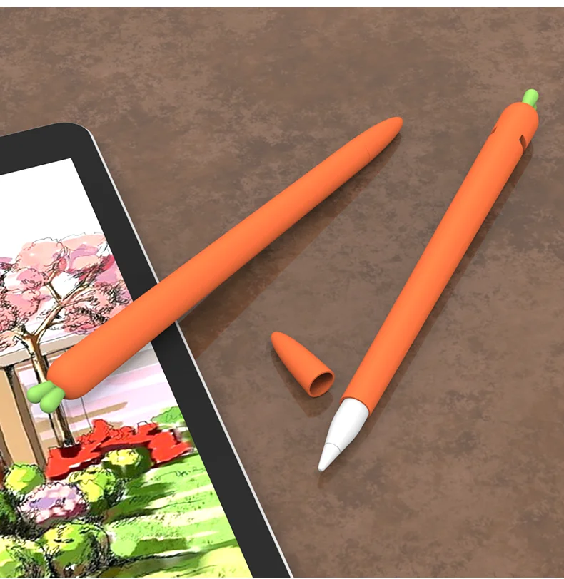 Мягкий силиконовый чехол с морковкой для Apple Pencil 1 2, чехол для iPad, планшета, стилус, защитный чехол