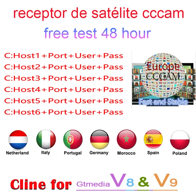 

Stable Europe cccam server Spain Sweden Germany Poland Portugal Receptor share HD DVB-S2 3 year free support gtmedia v7s v8 v9