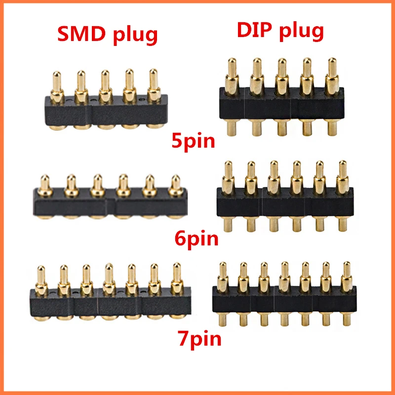 10 шт. pogo контактный разъем pogopin батарея пружинный контакт SMD DIP иглы PCB 1*4 5 6P тестовые зонды позолоченные медь мощность