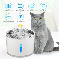 Fontaine d'eau automatique 2,4 L pour animaux de compagnie, Distributeur d'eau silencieux électrique à LED USB pour chiens et chats, bol de boisson 