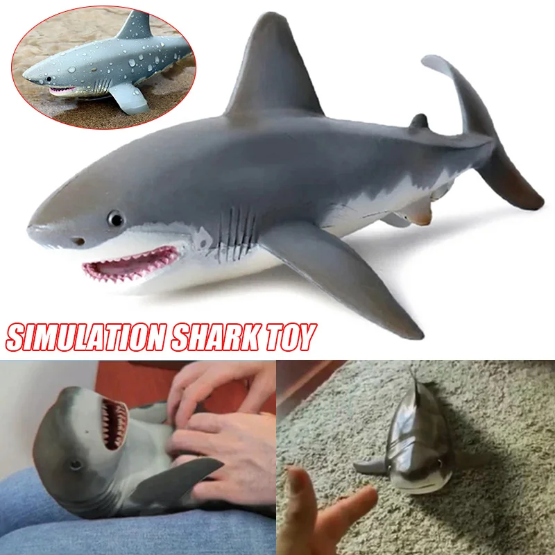 

Lifelike Shark Shaped Toy Simulation Animal Model Collection Toy for Kids Children Big Sea Life Soft Great White Shark Model BN