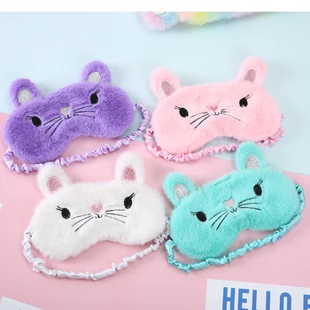 

Cartoon Plush Cat Shading Eye Mask Soft Embroidered Sleeping Mask Office Rest Relax Eyeshade Women Travel Shade Cover Blindfold