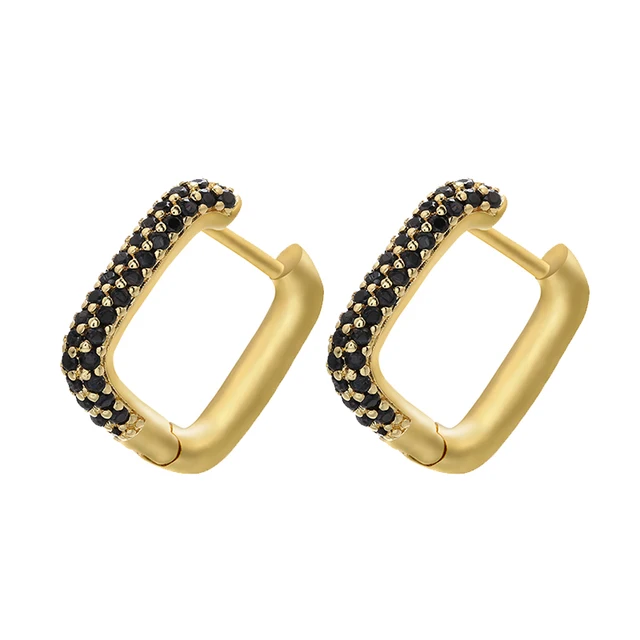 ZHUKOU NEW Hoop earrings gold/silver color small hoop earrings crystal women rainbow earrings Fashion jewelry wholesale VE144 gold black