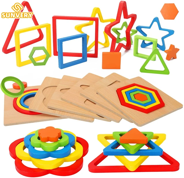 Quebra-cabeça de blocos de madeira para crianças de 1 a 3 anos, jogos de  educação infantil, quebra-cabeça de animais em cubo para pré-escolares com