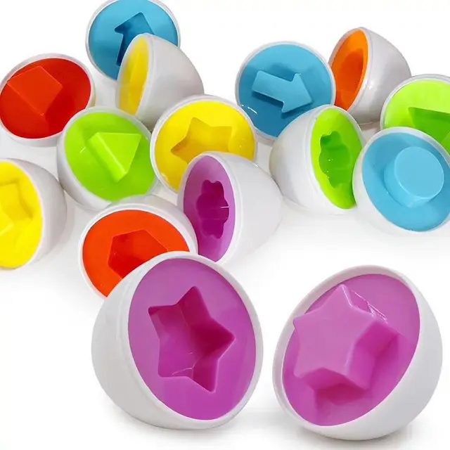 6Pcs Smart Eggs Puzzle Toys for Kid Early Educational Recognize Color Shape Matching 3D Puzzles Egg Montessori Math Teaching Aid 6